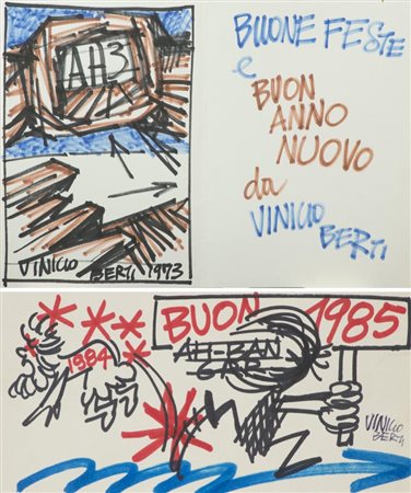 Vinicio Berti (Firenze 1921 1991) Lotto unico di due opere -" Buone Feste",...