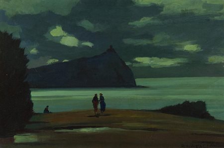 Renato Natali (Livorno 1883 1979) Notturno Olio su faesite, cm. 34x50 Firmato...