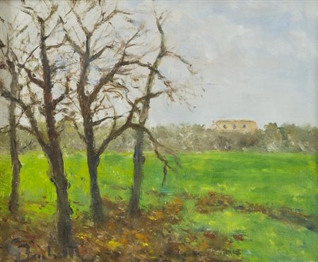 Gaetano Bocchetti (Napoli 1888 1990) Paesaggio Olio su tavola, cm. 25x30...