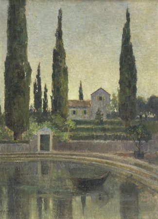 Carlo Coppedè (Firenze 1868 1952) Paesaggio Olio su tela riportato su...