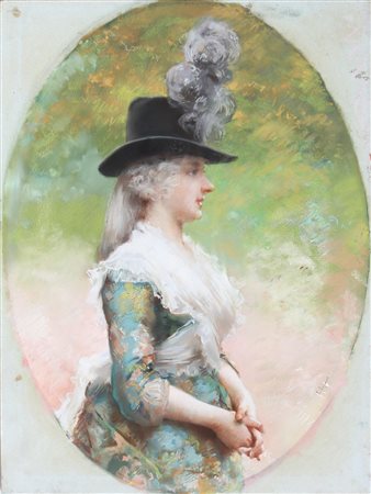 TOFANO EDOARDO (1838 - 1920) Ritratto di signora. Pastello su carta. Cm 67,00...