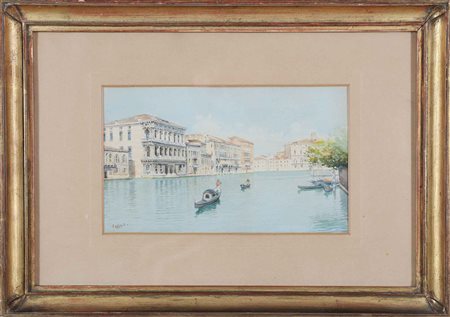 LANZA LUIGI (1860 - 1913) Venezia, il Canal Grande. Acquarello su carta. Cm...