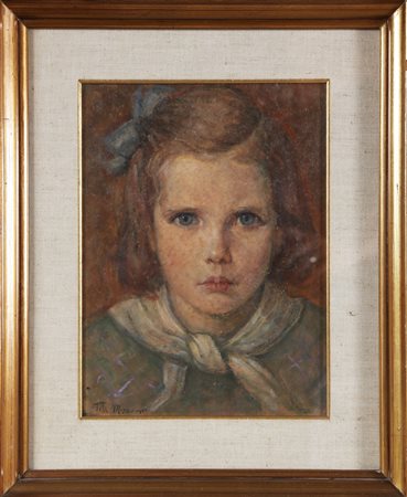 MOZZONI TITA (1894 - 1986) Ritratto di Bambina. Olio su tavola. Cm 22,00 x...