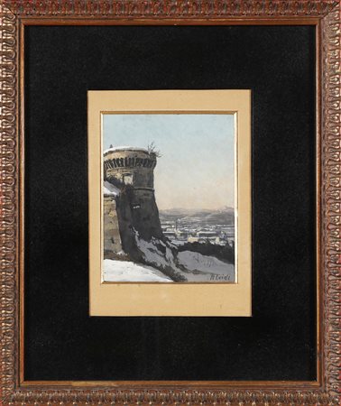 LEIDI PIETRO (1892 - 1930) Veduta del castello di Brescia. Olio su...