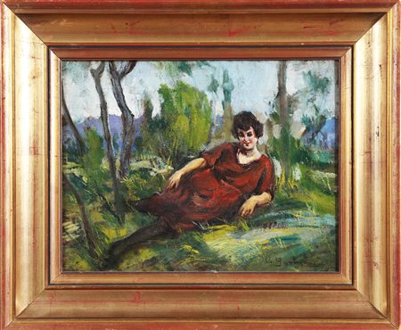 BARBIERI CONTARDO (1900 - 1966) Figura di ragazza. Olio su tela. Cm 33,00 x...