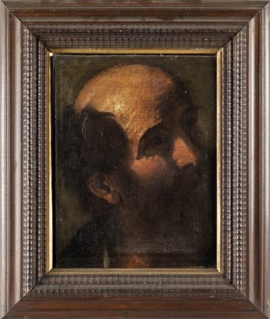 Scuola italiana sec.XVII "Testa virile" olio cm. 24,5X32