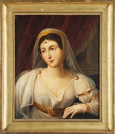 Scuola italiana inizi sec. XIX "Ritratto di dama con gioiello sulla fronte"...