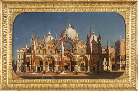 "Veduta di San Marco" olio su metallo, sec.XIXcm. 45x28,5