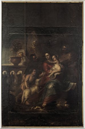 Sacra Famiglia con san Giovannino e santa Elisabetta Olio su tela, cm 300 x...