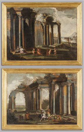 Alberto Carlieri (1672-1725 circa) "Capriccio architettonico con satiro e...