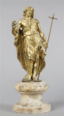 San Giovanni Battista, statua in bronzo dorato, Genova sec.XVII con base in...