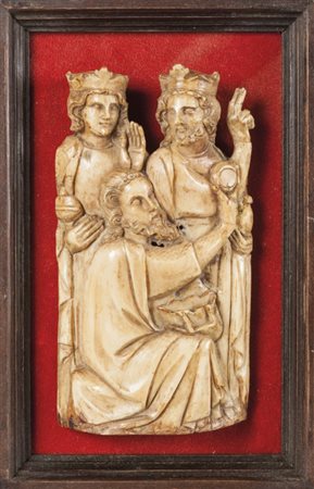 "I Re Magi" bassorilievo in avorio in cornice, Francia sec.XVcm.9x16