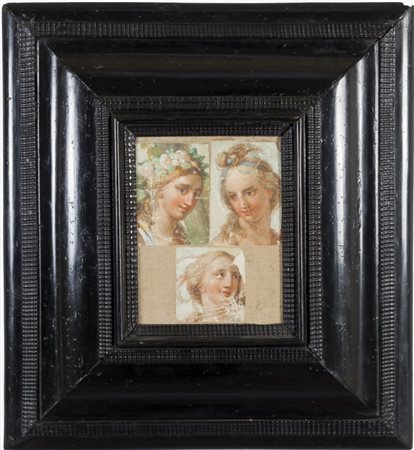 3 piccoli dipinti montati su cornice fiammingaluce cornice cm.20x25