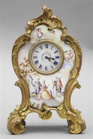 Cassa di orologio Napoleone III in bronzo e smalti, sec.XIXh.cm.18