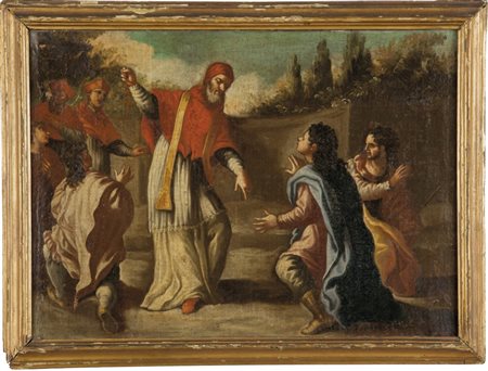 Scuola italiana sec.XVIII "Scena Sacra" oliocm. 65x48