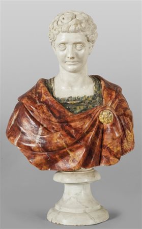 Imperatore romano,busto in terracotta policromacm. 70x h. 90