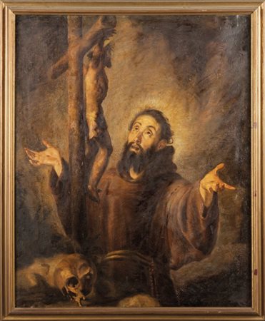 MATTIA TRAVERSO (1885-1956) San Francesco d'Assisiolio cm.95x118copia da un...