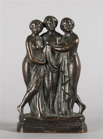 Le tre grazie, bronzo a patina scura, sec. XVIIIh.cm.11,5