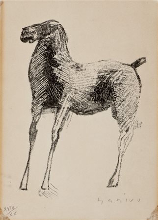 MARINO MARINI Pistoia 1901 - Viareggio 1980 Cavallo Xilografia Misure del...