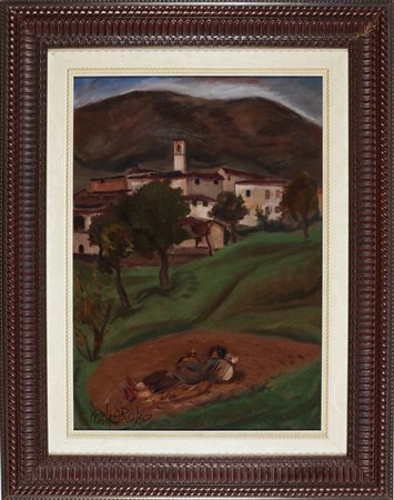 GAROSIO OTTORINO (1904 - 1980) Paesaggio. Olio su cartone. Cm 48,50 x 70,00....