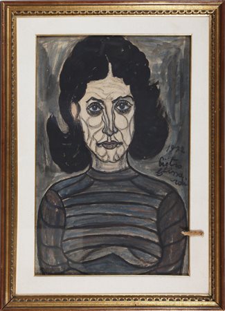 GHIZZARDI PIETRO (1906 - 1986) Ritratto di donna. 1972. Tecnica mista su...