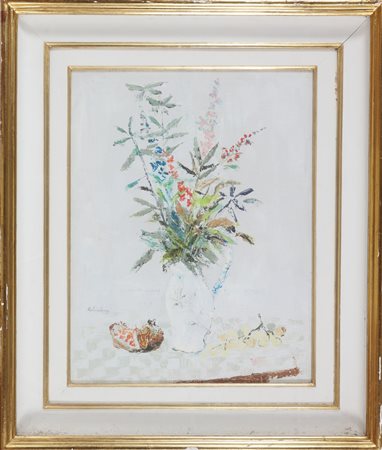 SPILIMBERGO ADRIANO (1908 - 1975) Vaso di fiori. Olio su tela. Cm 35,00 x...