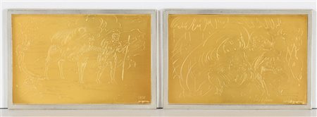 SASSU ALIGI (1912 - 2000) Lotto composto da n.12 placche d'argento con scene...