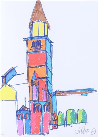 SALVO (1947 - 2015) Campanile. 2013. Pennarelli su carta. Cm 21,00 x 29,70....