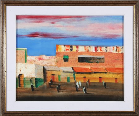 MAGAZZINI SALVATORE (n. 1955) Marrakech. Olio su tavola. Cm 50,00 x 40,00....