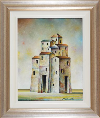 MICHELETTI MARIO (1936 - 2011) Vecchio borgo. Olio su tela. Cm 40,00 x 50,00....