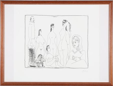 PICASSO PABLO (1881 - 1973) Peintre longiline avec des femmes, dont une petit...