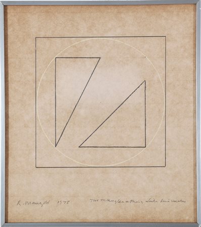 MANGOLD ROBERT (n. 1937) Two triangles within a white line circle. 1975....