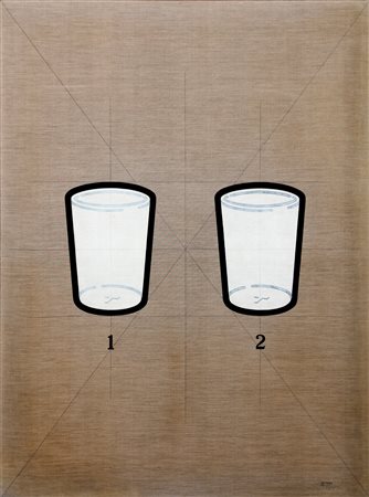 STEFANONI TINO (n. 1937) Bicchieri. Tecnica mista su tela. Cm 150,00 x...