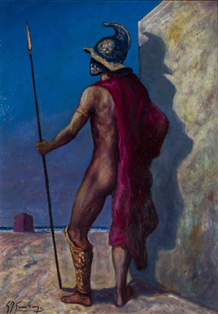 GIOVAN FRANCESCO GONZAGA (1921-2007)Il Gladiatore, 1957Olio su tela Cm...