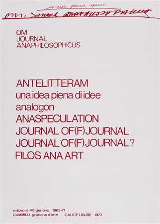 OBERTO MARTINO (1925)OM Journal Anaphilosophicus, 1973Cartella originale...