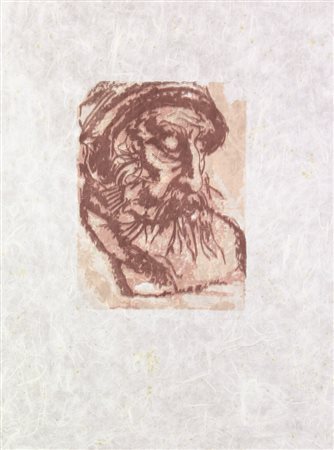 Pietro Annigoni, Senza titolo, litografia su carta di riso, cm. 62x48, es....