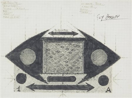 Guy Harloff, Le Philosophe, 1968, inchiostro su carta, cm. 14,5x19, firmato...