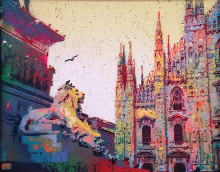 Alberto Silva milano 1978 Duomo. 2012 Stencil ( 8 layers ) e spraycans. 70x90...