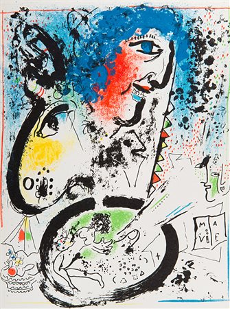 MARC CHAGALL (Vitebsk 1887 - Saint-Paul-de-Vence 1985) Auto-portrait, 1960...