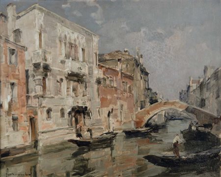 BROMBO ANGELO Chioggia 1893 - 1962 Palazzo Camello Venezia olio su tavola...