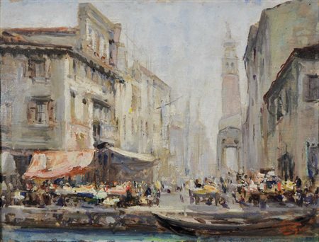 PAGAN LUIGI Chioggia 1907 - 1980 Chioggia (anni '40) olio su tavola 30x40...