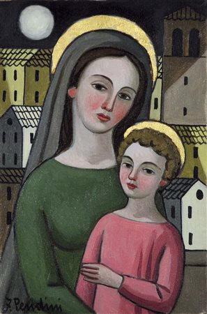 PENDINI FULVIO Padova 1908 - 1975 Madonna olio su tela 30x20 firma in basso a...