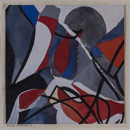 BEATE HULBECK (1903-?)Senza Titolo, 1953Acrilici e collage di carteCm...