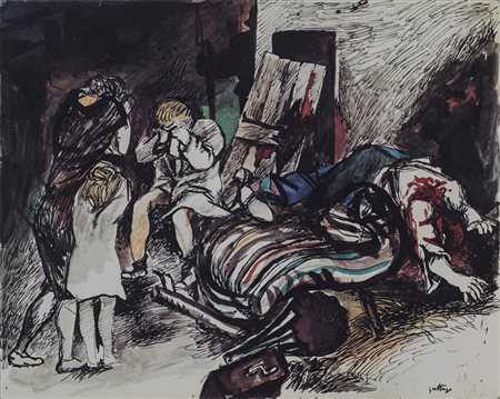 RENATO GUTTUSO (1911-1987)Lotto unico di due fotolitografieA)Cm 67x47Firma e...