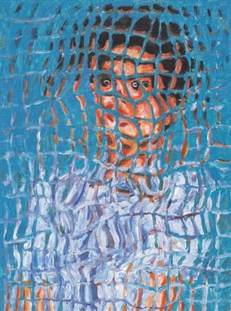 PAOLO AVANZI (1958)Donna su sfondo azzurro, 2014Acrilici su tavolaCm...