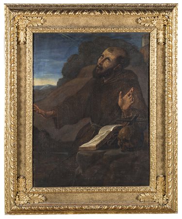 Maestro del secolo XVII "San Francesco" olio su tela (cm 119,5x92) In cornice...