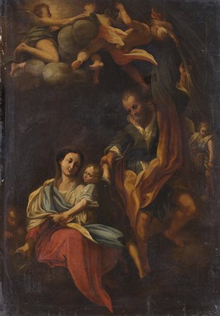 Maestro della fine del secolo XVII "Madonna con bambino, San Giuseppe ed...