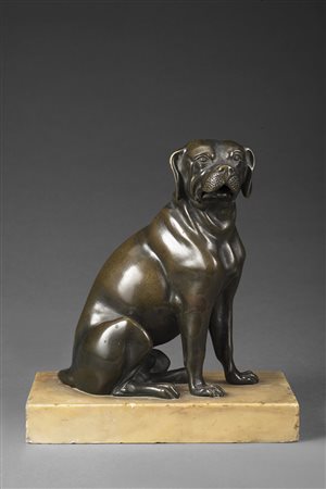 Scultore del sec. XIX "Mastino" scultura in bronzo (h. cm 15) poggiante su...