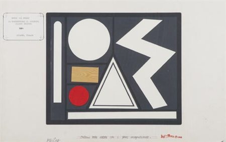 Lucio del Pezzo Napoli 1933 Progetto 1986, Collage e acrilico su cartoncino,...