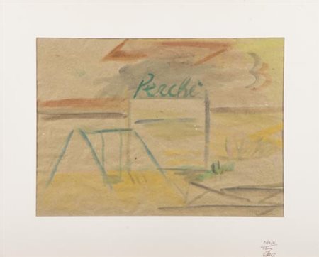 Mario Francesconi Viareggio 1934 Perchè , Tecnica mista su carta, cm. 31x43...